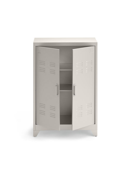 Zweiflügeliger Schrank Hiba Metallisch mit 2 Regale 75x33x110cm
