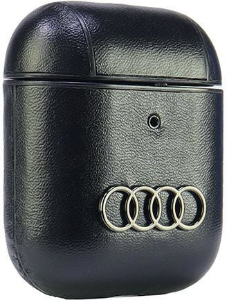 Audi Leather Big Logo Θήκη Δερμάτινη σε Μαύρο χρώμα για Apple AirPods 1 / AirPods 2