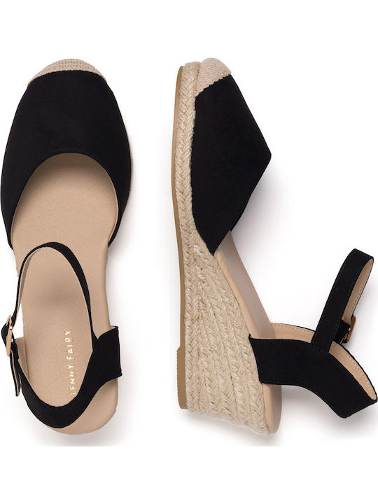 Damenplattformen im Espadrilles-Stil Schwarz