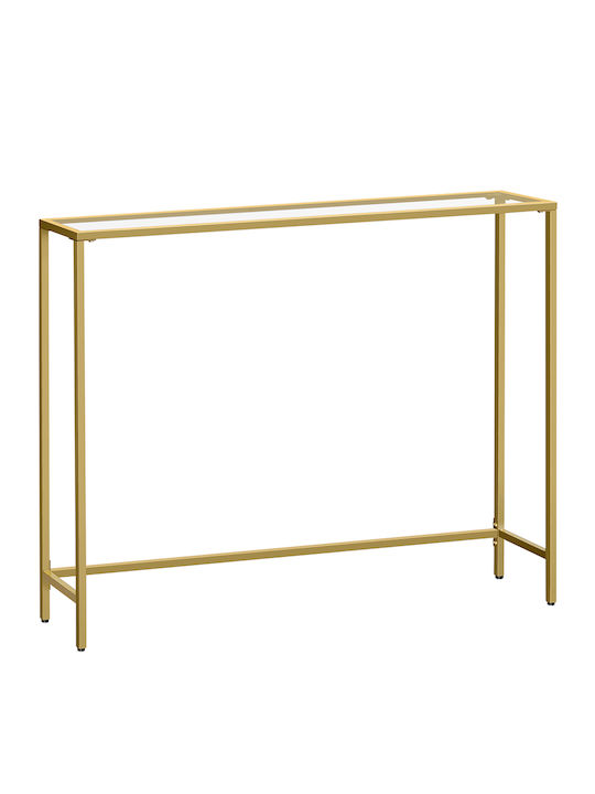 Console Table Metal with Glass Surface Gold/Transparent L100xW20xH80cm