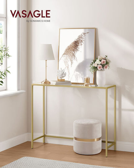 Consolă Metalică cu Suprafață din Sticlă Gold/Transparent L100xL20xH80buc