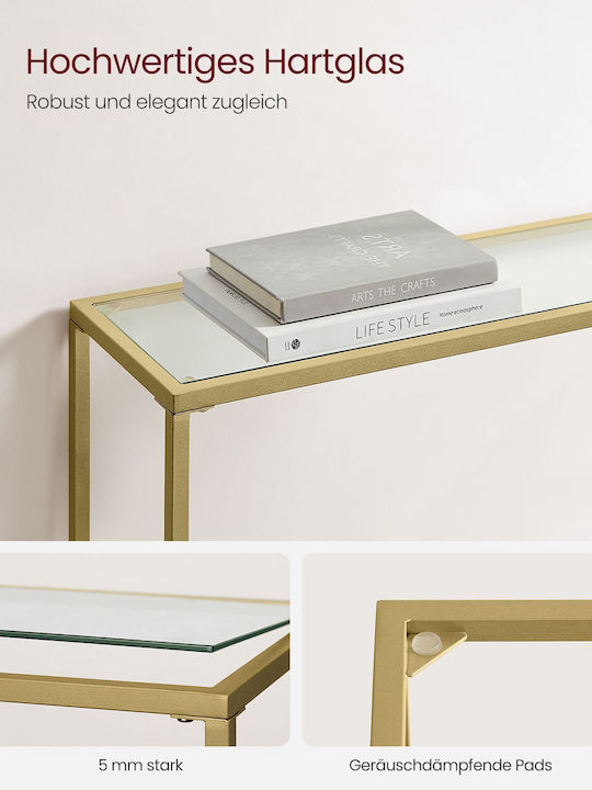 Console Table Metal with Glass Surface Gold/Transparent L100xW20xH80cm
