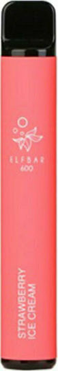 Elf Bar Disposable E-Cigarette 600 Puffs Strawberry Ice Cream 2ml 18mg Pink