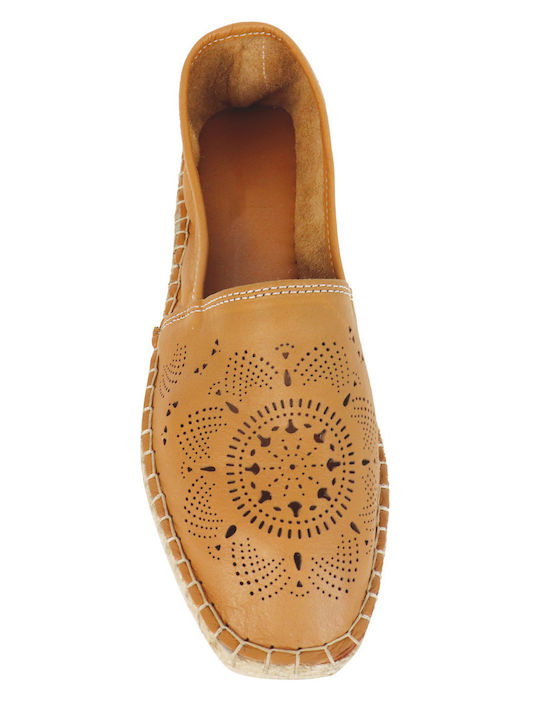 Women's Leather Espadrilles Tabac Brown