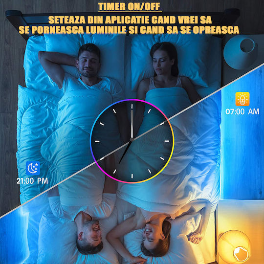 Zafit Rezistent la apă Inteligent Bandă LED Wi-Fi RGB Lumină 10m cu Telecomandă