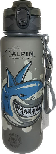 Alpin Kids Water Bottle Plastic with Straw Non Spill Gray 630ml