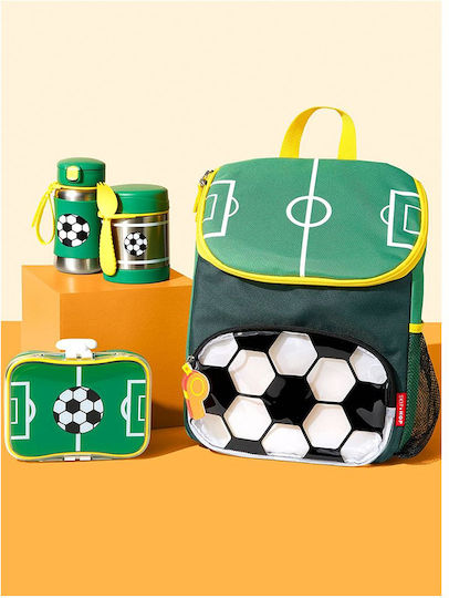 Bebe Stars Sticlă Pentru Copii Din Oțel Inoxidabil Fotbal Cu Pai Verde 350ml