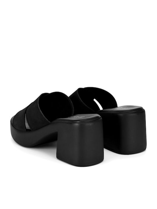 Mules with Chunky Heel in Black Color