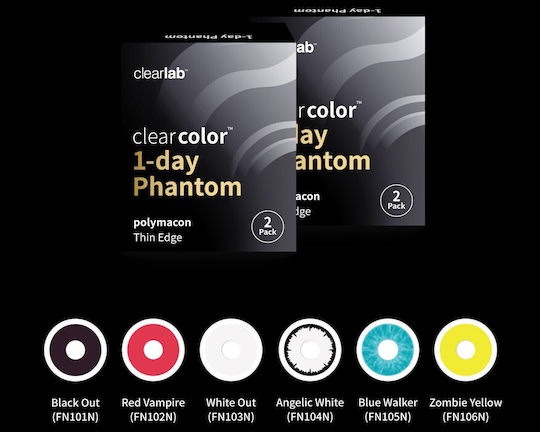 Clearlab Clear Color 1-Day Phantom 2 Daily Coloured Contact Lenses Without Diopters White