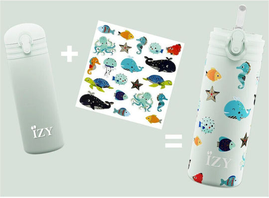 Izy Bottles Kids Water Bottle Thermos Stainless Steel with Screw Cap Non Spill Green 350ml