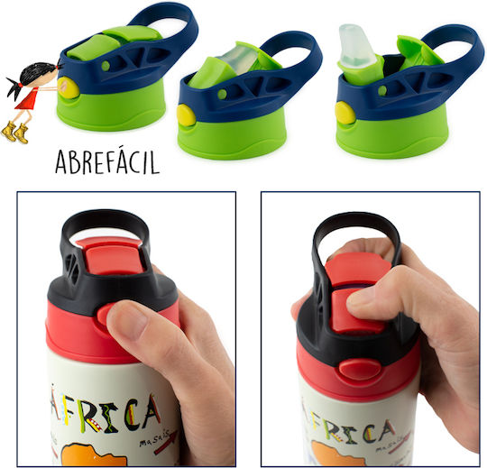 Pepita Viajera Kids Water Bottle Thermos Stainless Steel with Straw Red 400ml