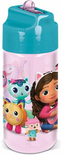 Stor Kinder Trinkflasche Gabby Kunststoff mit Stroh Lila-Blau 430ml