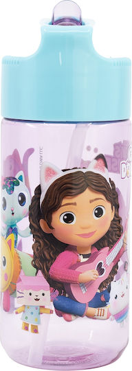 Stor Kinder Trinkflasche Gabby Kunststoff mit Stroh Lila-Blau 430ml