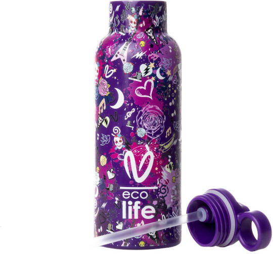 Ecolife Vasiliki Kids Water Bottle Thermos Stainless Steel with Straw Das 500ml