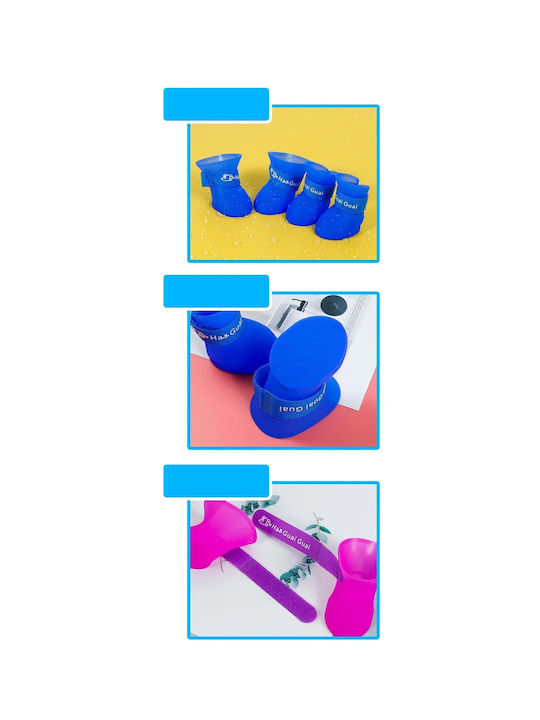 Waterproof Silicone Dog Shoes with Non-Slip Sole 4pcs Purple 2XL M9xW7cm 15-25kg Waterproof Silicone Dog Shoes with Non-Slip Sole 4pcs Purple 2XL M9xW7cm 15-25kg