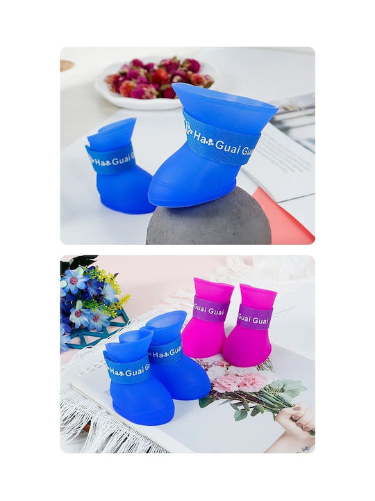 Waterproof Silicone Dog Shoes with Non-Slip Sole 4pcs Purple M M5xW4cm 1.5-4kg