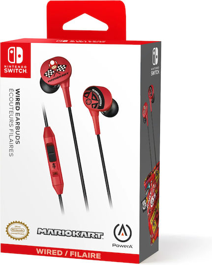 PowerA Mario Kart Motors In Ear Gaming Headset με σύνδεση 3.5mm Yellow / Blue for Nintendo Switch