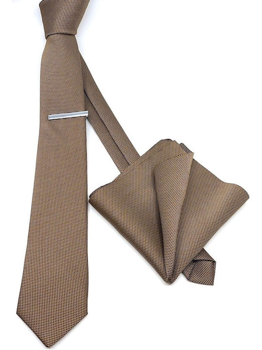 Legend Accessories Men's Tie Set Synthetic Monochrome In Brown Colour