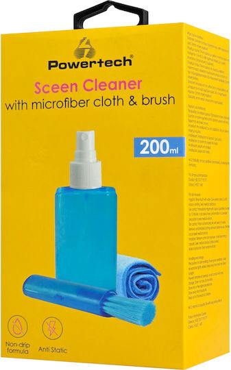 Powertech Bildschirm-Reinigungsspray Pt-1313 Mikrofasertuch & Bürste 200ml