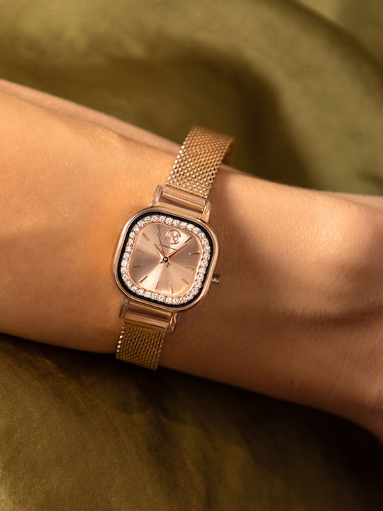 Chrysothemiss Women's Watch with Pink Gold Metal Bracelet
