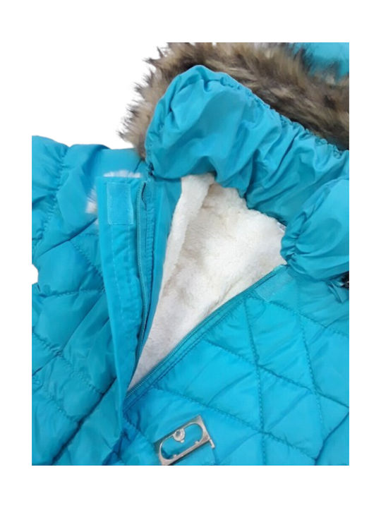 Domina Kids Quilted Jacket with Hood Turquoise