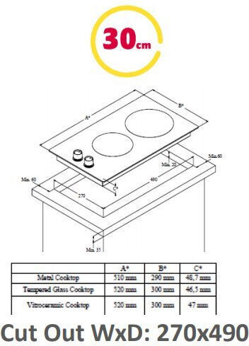 Simfer Domino Gas Cooktop Autonomous 30x51εκ. Silver