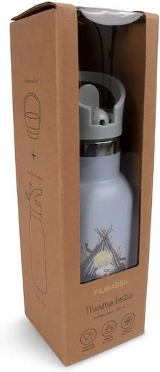 Filibabba Kids Water Bottle Thermos Stainless Steel with Straw 350ml