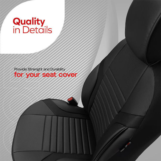 Set huse auto universale din piele ecologică Otom Coral Design, față și spate, 11 piese, negru Crαl-101