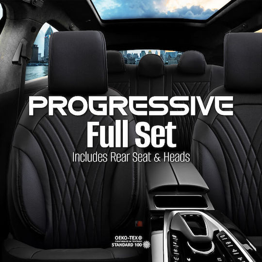 Καλύμματα Αυτοκινήτου Otom Progressive Design Universal Full Δερματίνη Σετ Εμπρός Πίσω 11 Τεμαχίων Μαύρο Prg-101