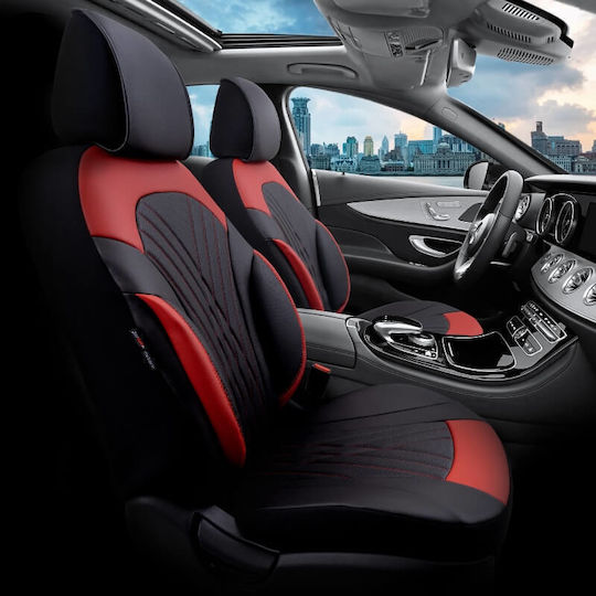 Καλύμματα Αυτοκινήτου Otom Coral Design Universal Full Δερματίνη Σετ Εμπρός Πίσω 11 Τεμαχίων Μαύρο Κόκκινο Crαl-104