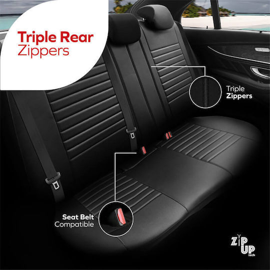 Set huse auto universale din piele ecologică Otom Coral Design, față și spate, 11 piese, negru Crαl-101