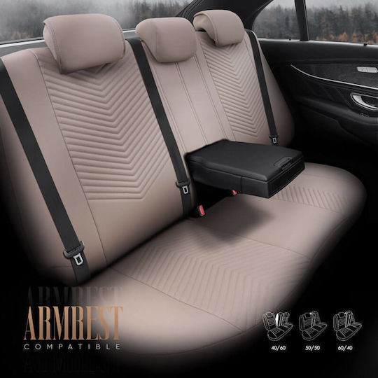 Καλύμματα Αυτοκινήτου Otom "advanced Leather" Universal Δερματίνη Λινό Ύφασμα Σετ Εμπρός Πίσω 11 Τεμαχίων Μπεζ Αdv-105
