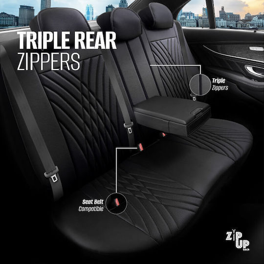 Καλύμματα Αυτοκινήτου Otom Progressive Design Universal Full Δερματίνη Σετ Εμπρός Πίσω 11 Τεμαχίων Μαύρο Prg-101