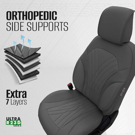 Καλύμματα Αυτοκινήτου Otom Progressive Design Universal Full Δερματίνη Σετ Εμπρός Πίσω 11 Τεμαχίων Γκρι Ρrg-103