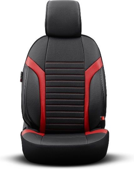 Καλύμματα Αυτοκινήτου Otom Progressive Design Universal Full Δερματίνη Σετ Εμπρός Πίσω 11 Τεμαχίων Μαύρο Κόκκινο Ρrg-104