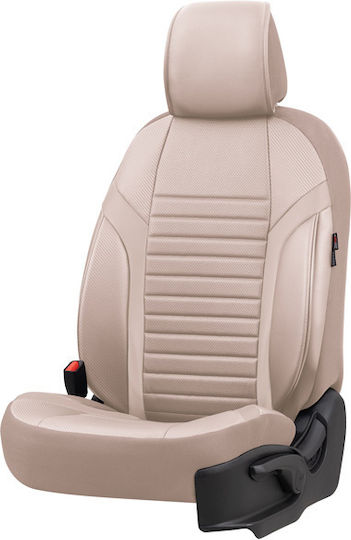 Otom Coral Design Универсален Комплект Калъфи за Автомобилни Седалки от Изкуствена Кожа Предни и Задни 11 Части Бежов Cral-102