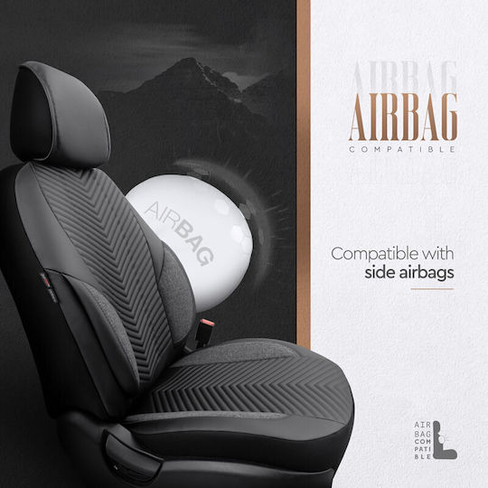 Καλύμματα Αυτοκινήτου Otom "advanced Leather" Universal Δερματίνη Λινό Ύφασμα Σετ Εμπρός Πίσω 11 Τεμαχίων Μαύρο Αdv-104