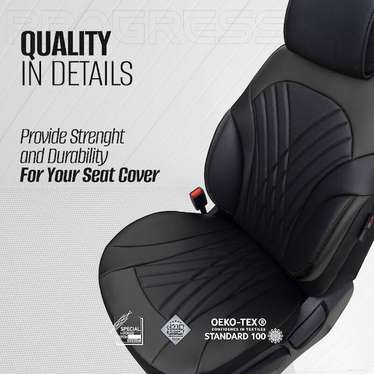 Καλύμματα Αυτοκινήτου Otom Progressive Design Universal Full Δερματίνη Σετ Εμπρός Πίσω 11 Τεμαχίων Μαύρο Prg-101