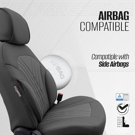 Καλύμματα Αυτοκινήτου Otom Progressive Design Universal Full Δερματίνη Σετ Εμπρός Πίσω 11 Τεμαχίων Γκρι Ρrg-103