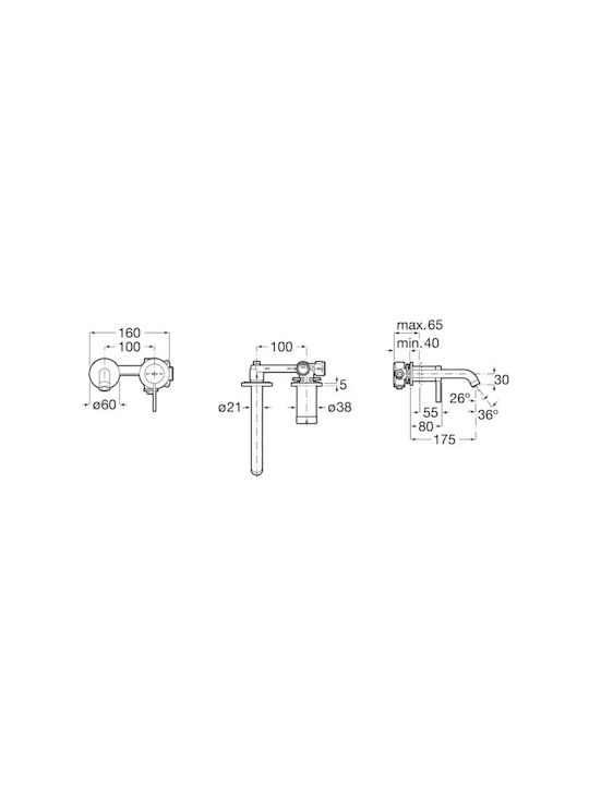 Roca Built-in Faucet Mixer for for Bathroom Sink Black