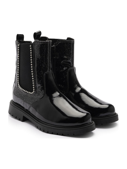 Lederne Kinderstiefeletten Schwarz