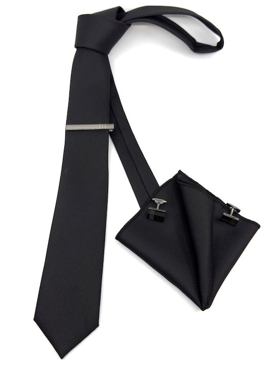 Legend Accessories Men's Tie Set Synthetic Monochrome in Black Color