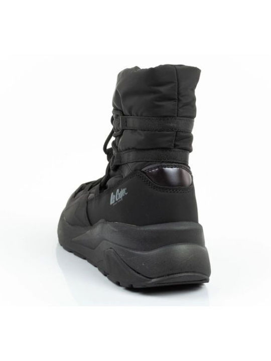 Leder Stiefeletten Damen mit Pelz Schwarz
