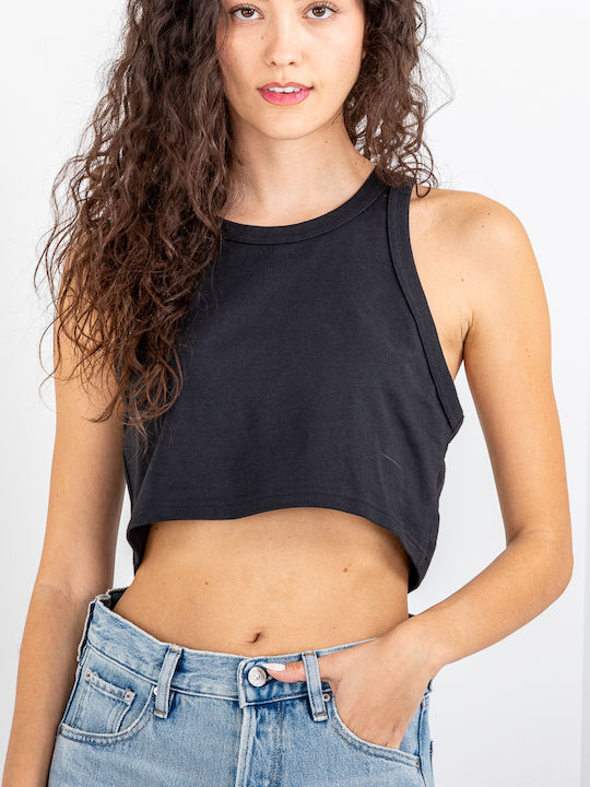 Bluze Damă Crop Bumbac cu Umerii Goi Negru