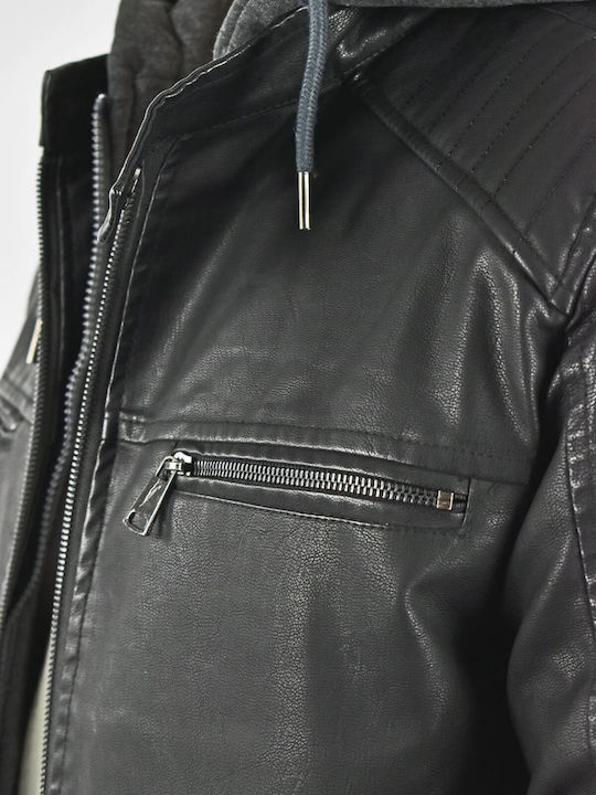 Synthetic Leather Black Jacket