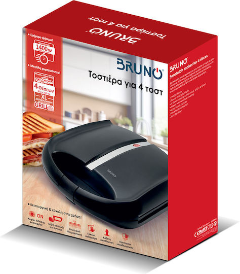 Bruno Sandwich Maker for for 4 Sandwiches Sandwiches 1400W Black