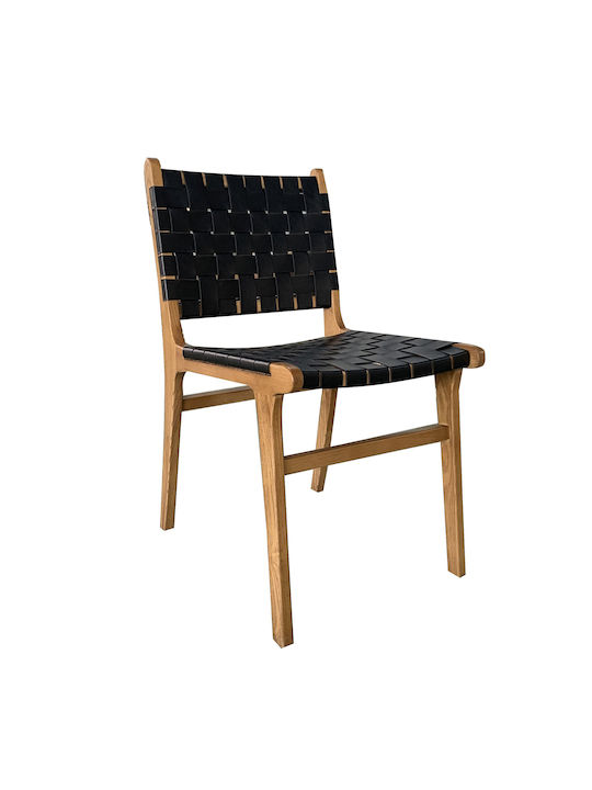 Rhea Dining Room Wooden Chair Walnut/Black 46x40x84cm