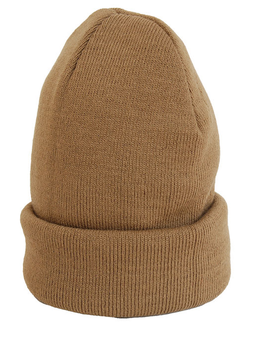 Beanie Unisex Σκούφος Πλεκτός σε Μπεζ χρώμα
