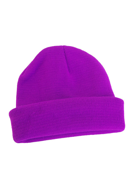 Beanie Unisex Σκούφος Πλεκτός σε Μωβ χρώμα