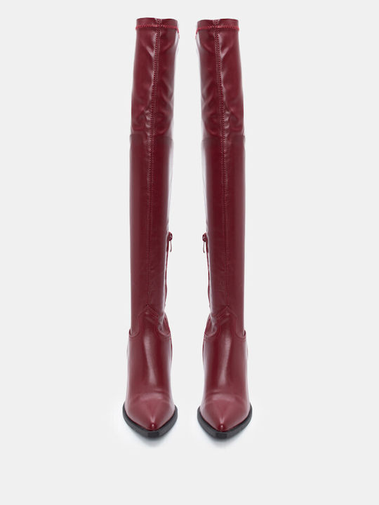 Cowboy Sock Boots Over Knee 4450226-burgundy